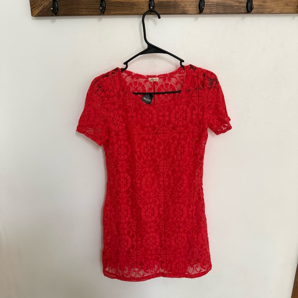 NWT Hollister Red Lace Mini Dress